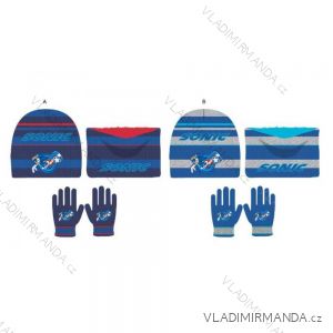 Súprava čiapky, nákrčník a rukavice zimné prstové sonic detská chlapčenská (ONE SIZE) SETINO SON23-1865