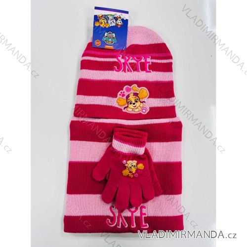 Súprava čiapky, nákrčník a rukavice zimné prstové paw patrol detská dievčenské (ONE SIZE) SETINO PAW23-1885