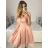 Šaty krátke spoločenské na ramienka dámske (S/M ONE SIZE) TALIANSKA MÓDA IMPSH23C662/DU S/M staroružová