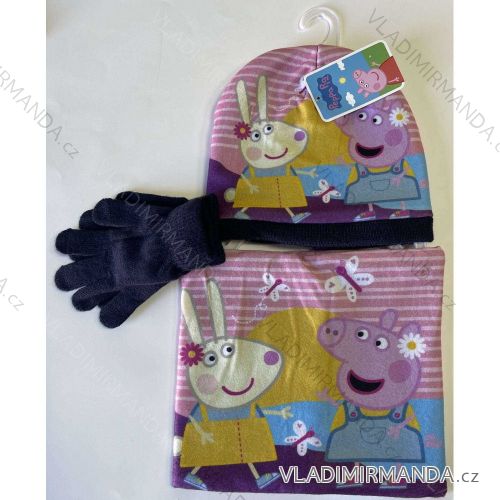 Súprava čiapky, nákrčník a rukavice zimné prstové pig peppa detská dievčenské (ONE SIZE) SETINO HW4040