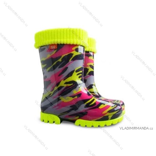 Čižmy gumovky zateplené reflexné detské a Dorast (28-35) DEMAR TWISTER LUX FLUO E / 1