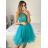 Šaty elegantné krajkové plesové krátke dámske (S/M ONE SIZE) TALIANSKA MÓDA IMM2219810/DU   fialová   S/M