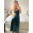 Šaty dlhé elegantné na ramienka dámske (S/M ONE SIZE) TALIANSKA MODA IM323013/DU   béžová   S/M
