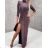 Šaty dlouhé elegantný se stojáčkem  dlhý rukáv dámske (S/M ONE SIZE) TALIANSKA MÓDA IMWCH234476/DR - Farba   červená - veľkosť   S/M