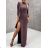 Šaty dlouhé elegantný se stojáčkem  dlhý rukáv dámske (S/M ONE SIZE) TALIANSKA MÓDA IMWCH234476/DR - Farba   červená - veľkosť   S/M