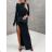 Šaty dlouhé elegantný se stojáčkem  dlhý rukáv dámske (S/M ONE SIZE) TALIANSKA MÓDA IMWCH234476/DR - Farba   červená - veľkosť   S/M