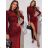 Šaty dlouhé elegantný se stojáčkem  dlhý rukáv dámske (S/M ONE SIZE) TALIANSKA MÓDA IMWCH234476/DR - Farba   červená - veľkosť   S/M