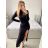 Šaty dlhé elegantný dlhý rukáv dámske (S/M ONE SIZE) TALIANSKA MÓDA IMPGM2311687/DU S/M čierna