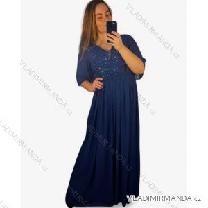 Šaty spoločenské elegantné plesové dlhé krátký rukáv dámske (L/XL) FRANCÚZSKA MÓDA FMF24KARIN/DU