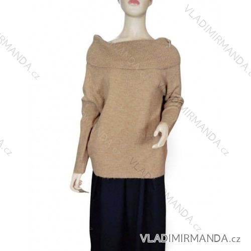 Sveter s rolákom dlhý rukáv dámsky (S/M ONE SIZE) TALIANSKA MÓDA IMPGM23Y-23650/DR S/M hnedá
