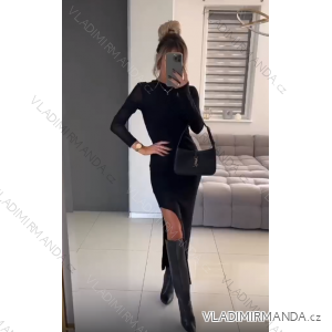 Šaty úpletové dlhý rukáv dámske (S/M ONE SIZE) TALIANSKA MÓDA IMPGM2417683