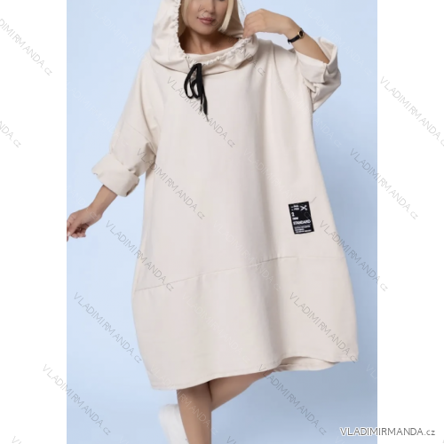Šaty mikinové s kapucňou dlhý rukáv dámske (S/M ONE SIZE) TALIANSKA MÓDA IMPLI2437346