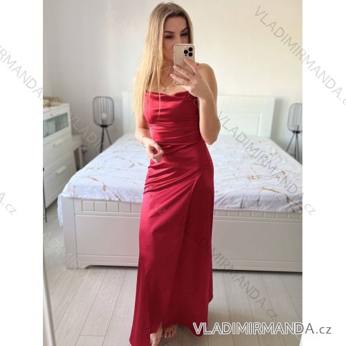 Šaty dlhé spoločenské na ramienka dámske (S/M ONE SIZE) TALIANSKA MÓDA IMPSH236530