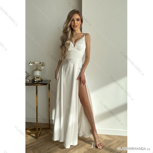 Šaty spoločenské saténové na ramienka dámske (34-40) POLSKÁ MÓDA PMLBC24282-04