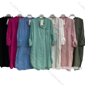 Šaty košeľové dlhý rukáv mušelín dámske nadrozmer (3XL/4XL ONE SIZE) TALIANSKA MÓDA IMC24006