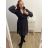 Šaty elegantný šifonové, žabičkování dlhý rukáv dámske nadrozměr  (X/2XLL ONE SIZE) TALIANSKA MóDA IM422VERONA tmavo modrá XL/2XL