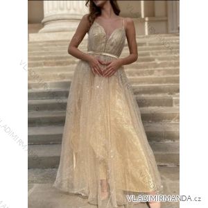 Šaty dlhé spoločenské na ramienka dámske (S/M ONE SIZE) TALIANSKA MÓDA IMHMS24203