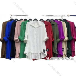 Šaty košeľové dlhý rukáv dámske nadrozmer (XL/2XL/3XL ONE SIZE) TALIANSKA MÓDA IMBM24007