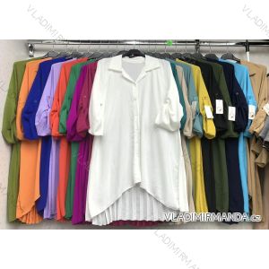 Šaty košeľové dlhý rukáv dámske nadrozmer (XL/2XL/3XL ONE SIZE) TALIANSKA MÓDA IMBM24008
