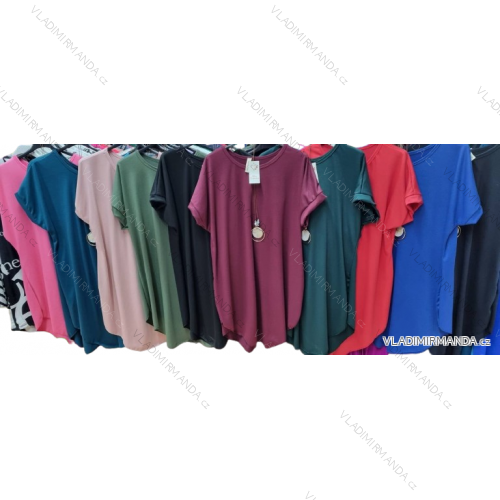 Tunika predĺžená s príveskom krátky rukáv dámska nadrozmer (2XL/3XL/4XL ONE SIZE) TALIANSKA MÓDA IMBM24024