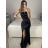 Šaty spoločenské elegantné dámske (S/M ONE SIZE) TALIANSKA MODA IMS235391/DU - zlatá - S/M