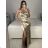 Šaty spoločenské elegantné dámske (S/M ONE SIZE) TALIANSKA MODA IMS235391/DU - zlatá - S/M