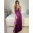 Šaty dlhé elegantné na ramienka dámske (S/M ONE SIZE) TALIANSKA MÓDA IMPBB23B24077 vínová S/M