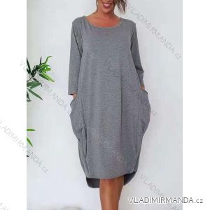 Šaty voľnočasové bavlnené dlhý rukáv dámske nadrozmerné (XL/2XL ONE SIZE) TALIANSKA MÓDA IMD24011