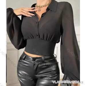 Croptop košeľový dlhý rukáv dámsky (S/M ONE SIZE) TALIANSKA MÓDA IMPBB24C31791