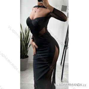 Šaty dlhé spoločenské dlhý rukáv dámske (S/M ONE SIZE) TALIANSKA MÓDA IMPMD2431361