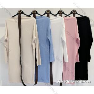 Šaty s opaskom dlhý rukáv dámske (S/M ONE SIZE) TALIANSKA MÓDA IMPMD2423755