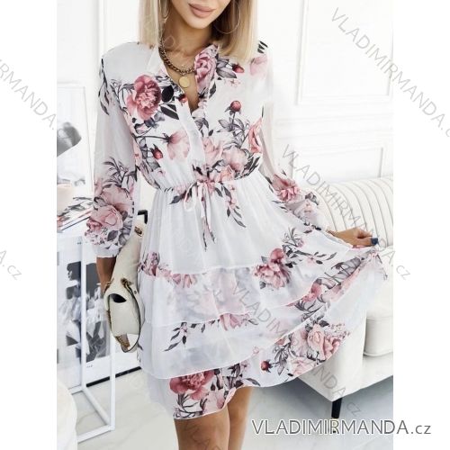Šaty elegantné šifónové dlhý rukáv dámske (S/M ONE SIZE) TALIANSKA MÓDA IMWCH24019