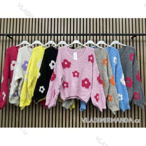 Sveter pletený dlhý rukáv dámsky (S/M ONE SIZE) TALIANSKA MÓDA IMWCA24002