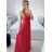 Šaty dlhé elegantné spoločenské na ramínka dámske (M/L ONE SIZE) TALIANSKA MóDA IM42380566 tmavo staroružová M / L