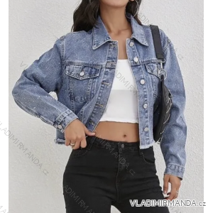 Bunda riflová jeans dlhý rukáv dámska (S/M ONE SIZE) TALIANSKA MÓDA IMPLP2472800023