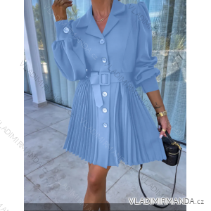 Šaty košeľové s opaskom dlhý rukáv dámske (S/M ONE SIZE) TALIANSKA MÓDA IMPMD2417670