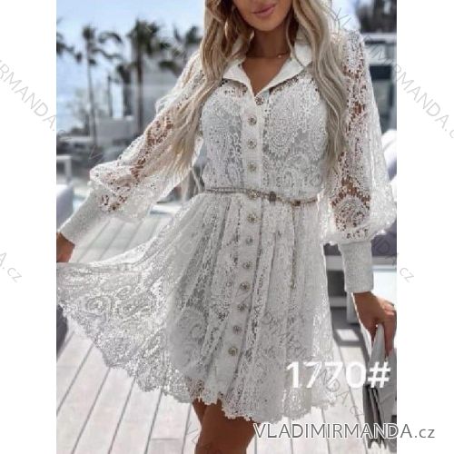 Šaty krajkové košeľové dlhý rukáv dámske (S/M ONE SIZE) TALIANSKA MÓDA IMM24M1770