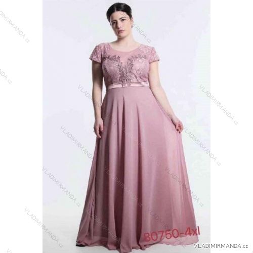 Šaty spoločenské dlhé krátky rukáv dámske nadrozmer (XL/2XL ONE SIZE) TALIANSKA MÓDA IMM24M80750