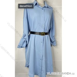 Šaty košeľové s opaskom dlhý rukáv dámske (S/M ONE SIZE) TALIANSKA MÓDA IMPBB24F20029