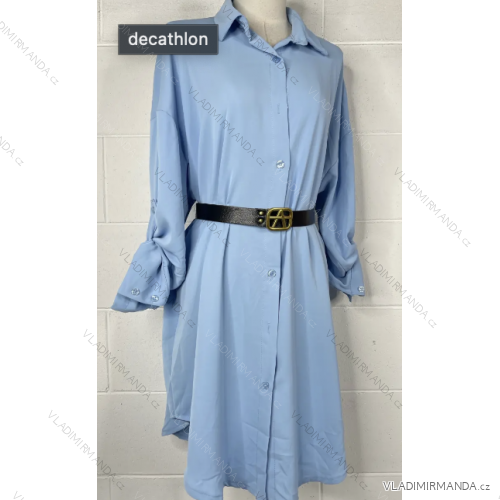 Šaty košeľové s opaskom dlhý rukáv dámske (S/M ONE SIZE) TALIANSKA MÓDA IMPBB24F20029