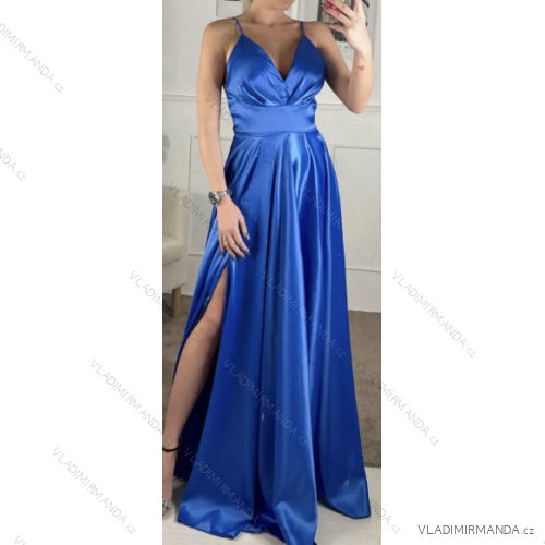 Šaty elegantné spoločenské na ramienka dámske (S/M ONE SIZE) TALIANSKA MÓDA IMPBB2480870bl