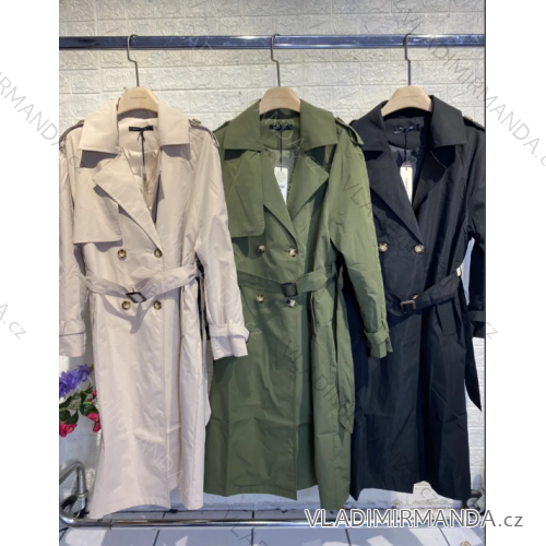 Kabát trenčkot s opaskom dlhý rukáv dámsky (S/M ONE SIZE) TALIANSKA MÓDA IMPGM24C002