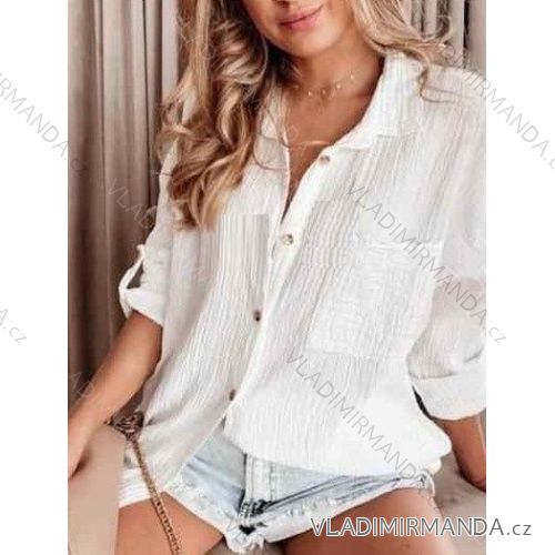 Košeľa mušelínová dlhý rukáv dámska (S/M/L ONE SIZE) TALIANSKA MÓDA IMWKK24057