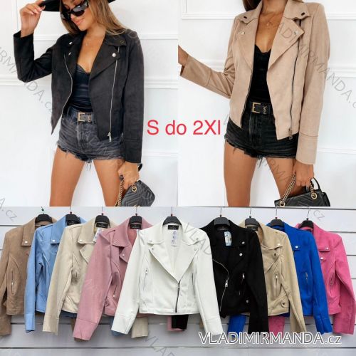 Bunda brúsená koženka dlhý rukáv dámska (S-2XL) TALIANSKA MÓDA IMWKK24051