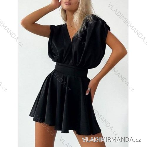Šaty elegantný krátky rukáv dámske (S/M ONE SIZE) TALIANSKA MÓDA IMWCJ24050