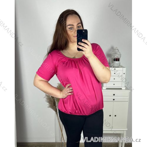 Tričko viskoza krátky rukáv dámska nadrozmer (2XL/3XL ONE SIZE) TALIANSKA MÓDA IMC23144