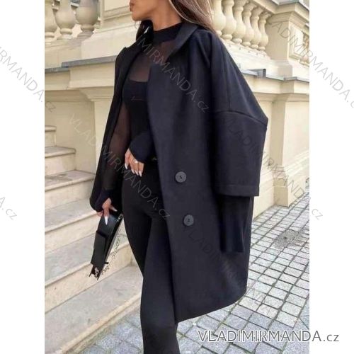Kabát flaušový oversize dlhý rukáv dámsky (S/M/L ONE SIZE) TALIANSKA MÓDA IMWCJ24058