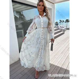 Šaty dlhé krajkové dlhý rukáv dámske (S/M ONE SIZE) TALIANSKA MÓDA IMPLS248098