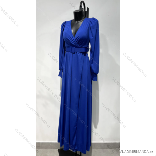 Šaty dlhé s opaskom dlhý rukáv dámske (S/M ONE SIZE) TALIANSKA MÓDA IMPLS2414643