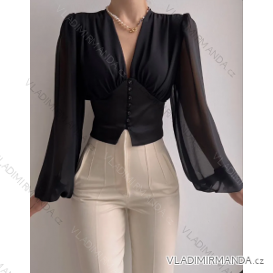 Croptop elegantný dlhý rukáv dámsky (S/M ONE SIZE) TALIANSKA MÓDA IMPLS2431834